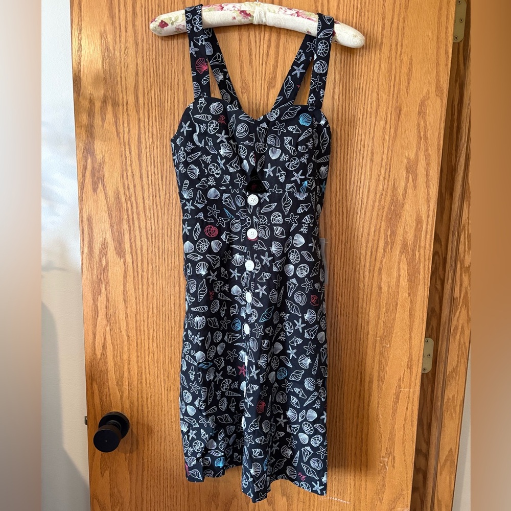 ModCloth Black Nautical Shell Print Midi Dress - Picture 4 of 12